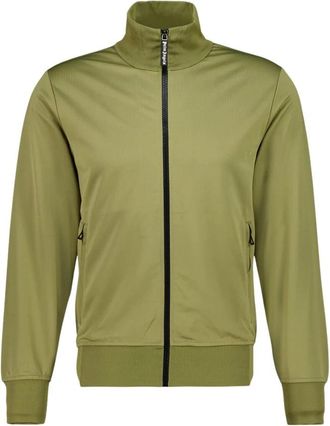 Palm Angels Track Jacket met Gebogen Logo op de Rug - Heren - Vesten met rits - Groen - S - Polyester - Hoodies & sweatvesten