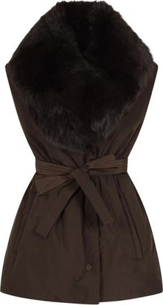 Yves Salomon Gilet 75cm - Dames - Bodywarmers - Bruin - L - Jassen
