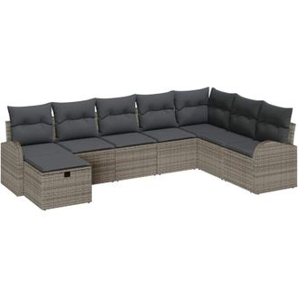 vidaXL Garden Sofa Set with Cushion 8 pcs Grey Poly rattan vidaXL