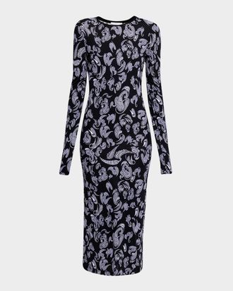 Iro Waiana Long-Sleeve Paisley Midi Dress