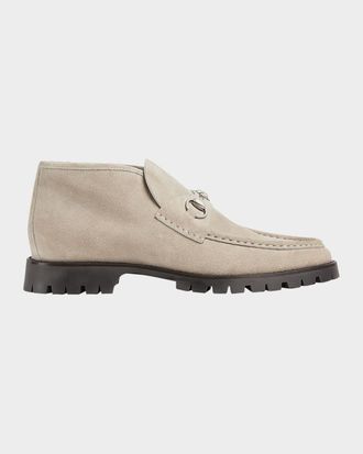 Gucci Men & apos;s Sylke Suede Bit Lug-Sole Chukka Boots