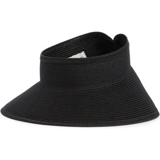 San Diego Hat Company Packable Straw Visor in Black at Nordstrom