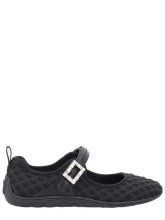 Roger Vivier Viv Low Textured Mesh Buckle Flats
