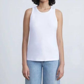 Lafayette 148 New York Cotton Rib Racerback Tank In White