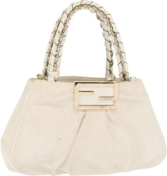 Fendi Pre-owned Handbags, female, White, Size: ONE SIZE Pre-owned Vintage Canvas Handbag
