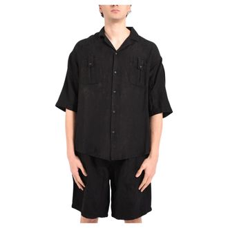 Andrea Ya'aqov Short Sleeve Shirts, male, Black, Size: 2XL Formal Shirts