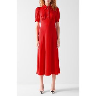 L.k. Bennett Emma Faux Pearl Button Midi Dress in Red at Nordstrom, Size 4 Us