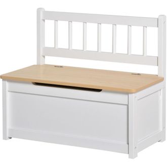 HOMCOM Homcom - Cassapanca in Legno 2 in 1 per Bambini con Schienale Alto Bianco