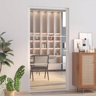 vidaXL Vidaxl - Puerta Interior Vidrio Egs Y Aluminio Blanco 102,5x201,5 Cm