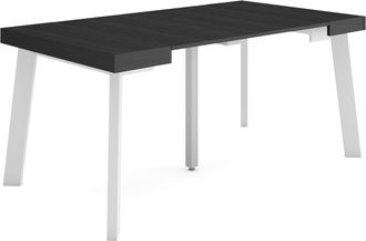 Skraut Home Skraut Home - Mesa Consola Extensible, Mesa Comedor Plegable, 160, Para 8 Comensales, Patas De Madera, Estilo Moderno, Negro