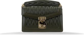 Miu Miu Leren crossbodytas met drukknoopsluiting - Dames - Schoudertassen - Groen - ONE Size - Leer - Tassen