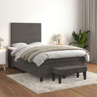 vidaXL Cama Box Spring Con Colch&oacute;n Terciopelo Gris Oscuro 120x200 Cm Vidaxl