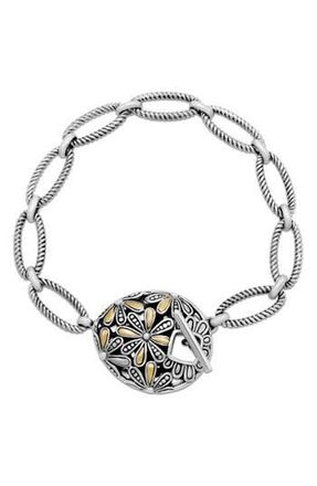 Samuel B. Sterling Silver & 18K Gold Floral Toggle Bracelet in Silver And Gold at Nordstrom Rack