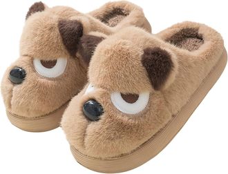 Generic Women Cute Slippers Fuzzy Memory Foam House Shoes Cozy Fluffy Bedroom Slippers Indoor Outdoor Home Warm Ladies Shoes (Khaki, 36)