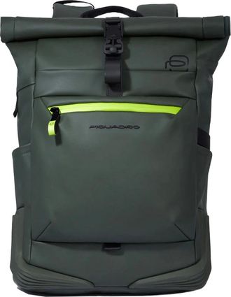 Piquadro Tassen, Heren, Groen, ONE Size, Water resistant roll top backpack for laptop 15,6