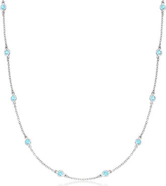 Ross-Simons Bezel-Set Swiss Blue Topaz Station Necklace in Sterling Silver