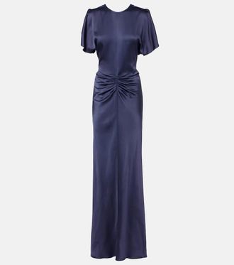 Victoria Beckham Abito lungo Isabella in raso arricciato