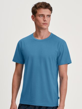 CALIDA T-Shirt CALIDA RMX Sleep Holiday, Herren, Gr. XXL (58/60), nordic, Obermaterial: 100% Baumwolle, unifarben, klassisch normal, Rundhals, gerader Abschl