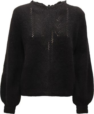 Emma & Gaia Q7592 Maglione Mohair Blend Sweater - Dames - Ronde hals truien - Zwart - 2XS - Truien & Vesten