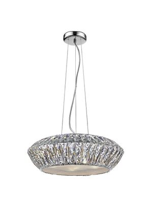 Netlighting Armel 5 Light LED Crystal Chrome Pendant Ceiling Light in Grey