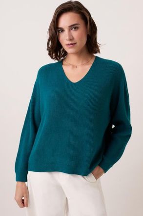 Celtic & Co. Ribbed V-Neck Jumper in Teal at Nordstrom, Size X-Small/small