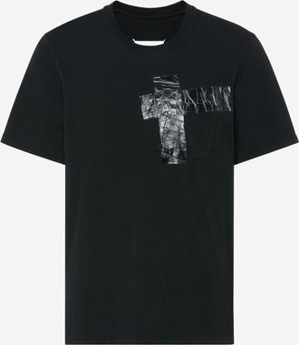 Maison Margiela Baumwoll-T-Shirt mit Klebestreifen