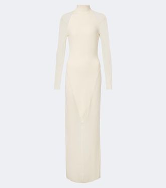 Alaia Ala&iuml;a Semi-sheer jersey maxi dress
