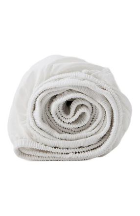Pact Organic Cotton Organic Room Service Sateen Fitted Sheet in White at Nordstrom, Size Queen