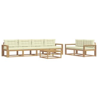 vidaXL Conjunto De Sof&aacute;s De Exterior Con Coj&iacute;n 6 Pcs Blanco Y Crema Vidaxl