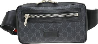 Gucci Zip Top Messenger Bag Gg Coated Canvas Black Canvas Backpack Bag (Pre-Owned)