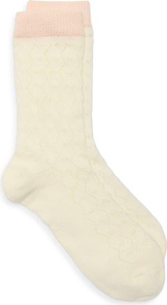 Casa Clara Love Mia Pointelle Crew Socks in Ivory at Nordstrom