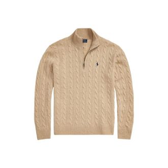 Polo Ralph Lauren Twisted Wool en Cashmere Half-Zip Sweater - Heren - Coltruien - Beige - XL - Wol - Truien & Vesten