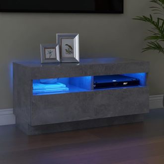 Berkfield Home TV Cabinet with LED Lights Concrete Grey 80x35x40 cm | Size: 80 x 35 x 40 cm