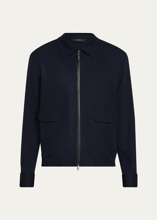 Brioni Mens Wool Jersey Full-Zip Blouson