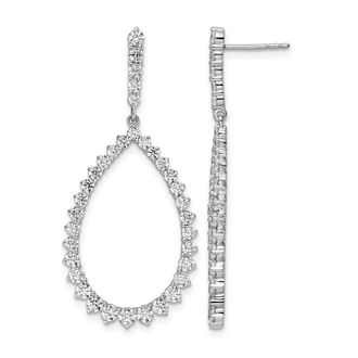 Diamond2Deal 14k White Gold 3 ct Lab Grown Diamond Fancy Dangle Hoop Earrings VS Clarity, D-E Color