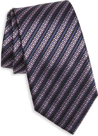 Ermenegildo Zegna Stripe Mulberry Silk Tie in Purple at Nordstrom