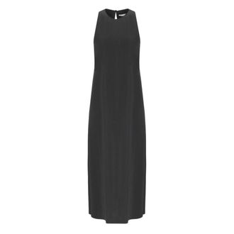 Harris Wharf London Zwarte Mouwloze Lange Jurk met Drop Opening - Dames - Maxi kleedjes - Zwart - S - Kleedjes