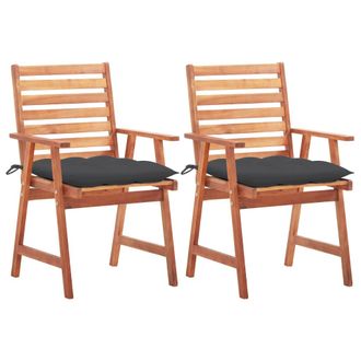 vidaXL Vidaxl - Sillas Comedor De Jard&iacute;n 2 Uds Madera Maciza Acacia Y Cojines