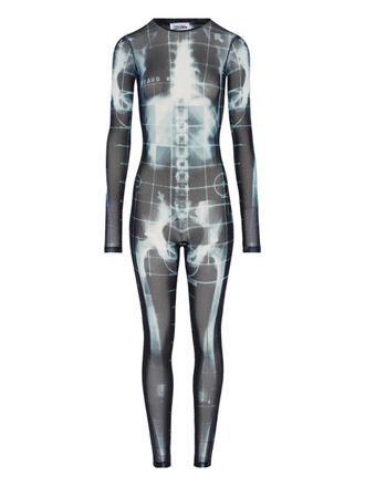 Jean Paul Gaultier crew-neck printed jumpsuit - women - Polyamide - M - Black