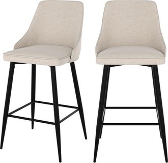 Rendez-Vous Déco Rendez-vous Déco - Set de 2 sillas para isla de cocina en tela beige 66,5 cm - Pipo