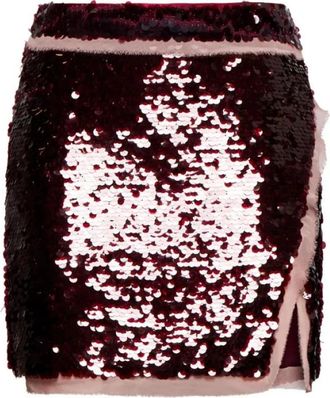 Silvian Heach Minirok met pailletten en zijstreep - Dames - Korte rokken - Rood - 2XS - Pailletten - Rokken