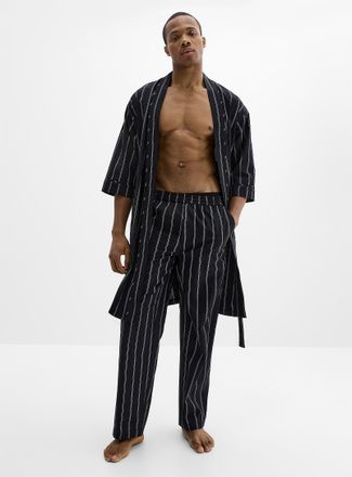 Le 31 Mens Lightweight patterned poplin robe