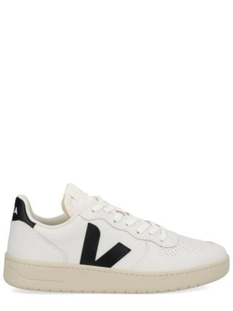 Veja White Color Block Round Toe Sneakers