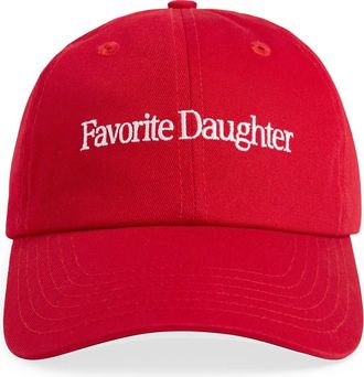 Favorite Daughter Classic Logo Cotton Twill Baseball Cap in Red /White at Nordstrom