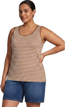 Lands End Cotton Tank Top in Rich Ginger/ivory Stripe at Nordstrom, Size 2X