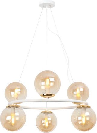 OEM L&aacute;mpara Colgante Aura Blanca Y Dorada 6 Planas Pantalla Miel E14