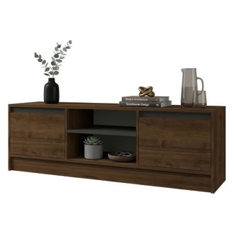 Dmora Mueble Para Tv Lurani, Un Estante, 2 Puertas, 4 Compartimentos, 180x40x45h Cm Nogal Marr&oacute;n