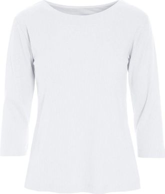 Bitte Kai Rand Witte Ribblouse met &frac34; Mouwen - Dames - Longsleeves - Wit - XS - Tops