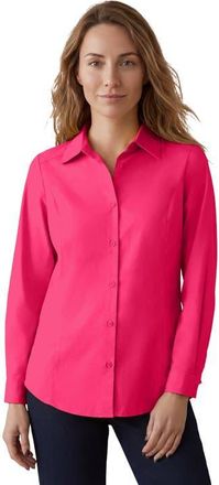 Jessica London Stretch Cotton Poplin Button Down Shirt in Pink Burst at Nordstrom, Size 34