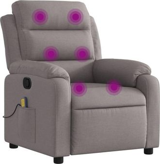 vidaXL Sillón de masaje reclinable de tela gris taupé Vidaxl
